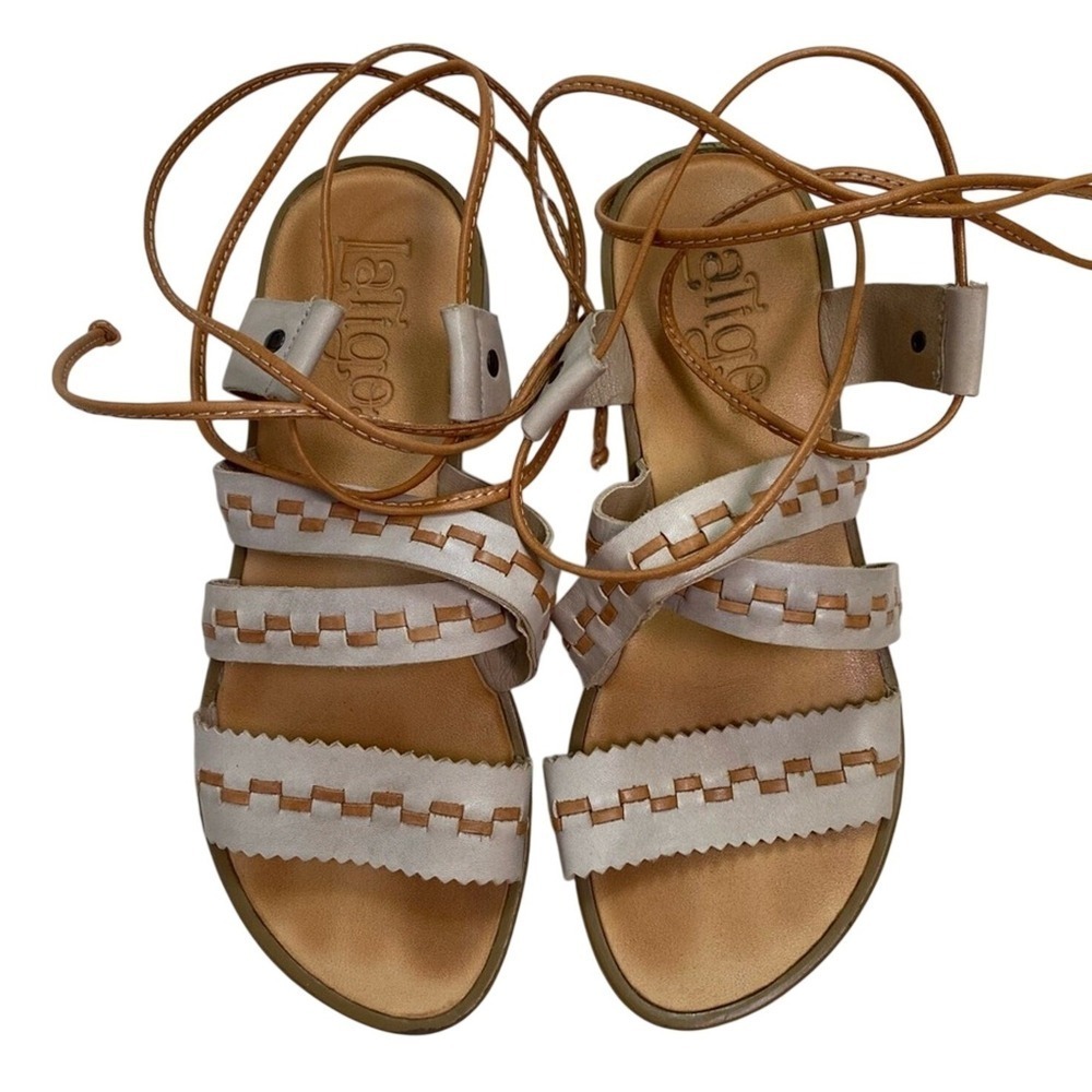 Latigo‎ Women's Wrap Around Lace Up Flats Sandals Size 6 Tan Leather Gladiator